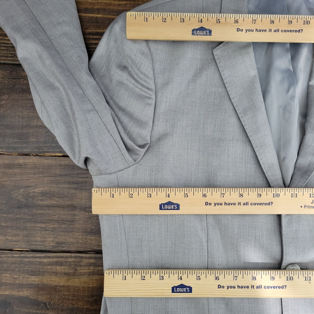 Perry Ellis Men's Sport Coat Blazer Two Button Gray Herringbone Poly Blend 44R - Picture 2 of 15